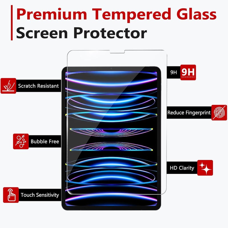 bersem Screen Protector Compatible with iPad Pro 12.9 Inch (2022 &2021&2020&2018 Models) Tempered Glass, Ultra Clear, Anti-Scratch, Case Friendly, EZ Kit, 1 Pack - Image 3